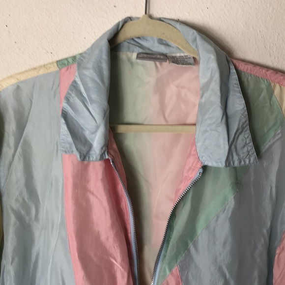 VINTAGE Blair SILk pastel patchwork jacket Small trendy 90s - Picture 4 of 10